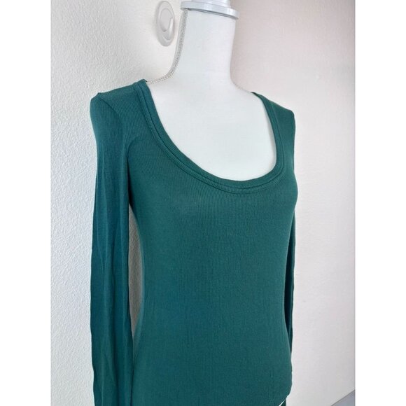 ATM Anthony Thomas Melillo Modal rib long-sleeve scoop-neck top green medium - Picture 3 of 9